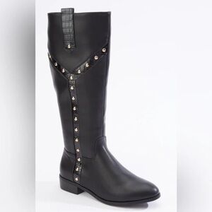 Cato | Stud Croc Trim Tall Boots New Black Size 7
